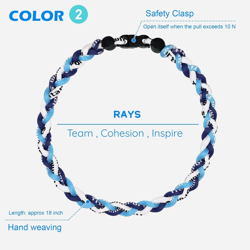 SUPBOMM 3 pcs Baseball Rope Necklaces, League Team Colors Braided Necklace, Baseball Team Gifts - Image 3